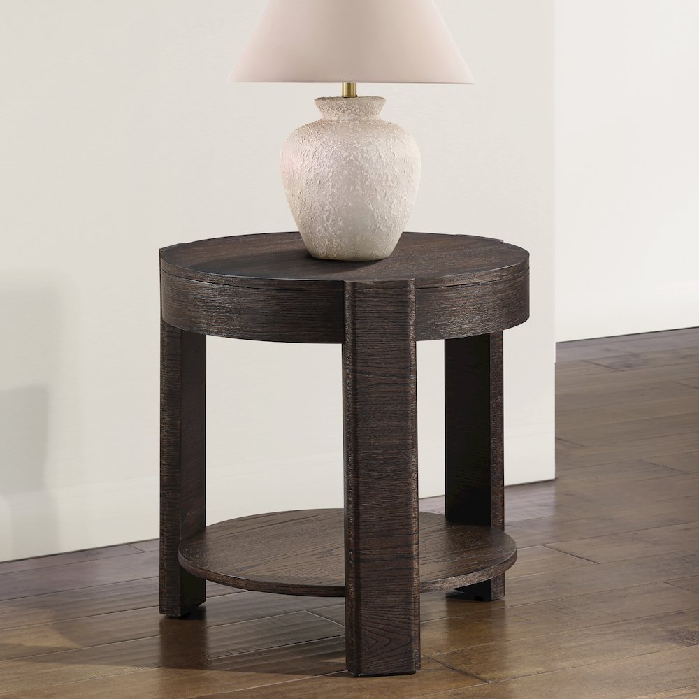 Salina Espresso Round End Table