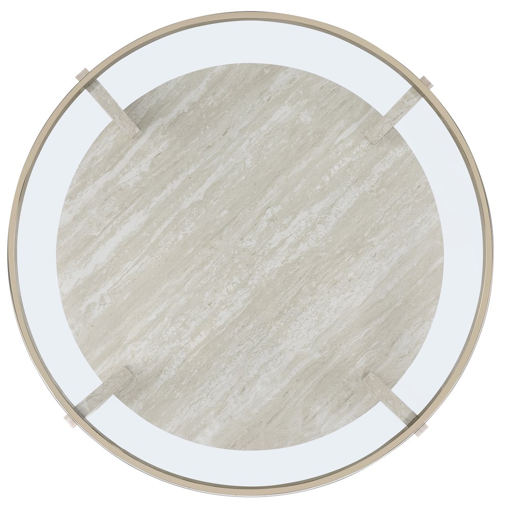Wanda 42″ Round Glass Top Coffee Table with Casters