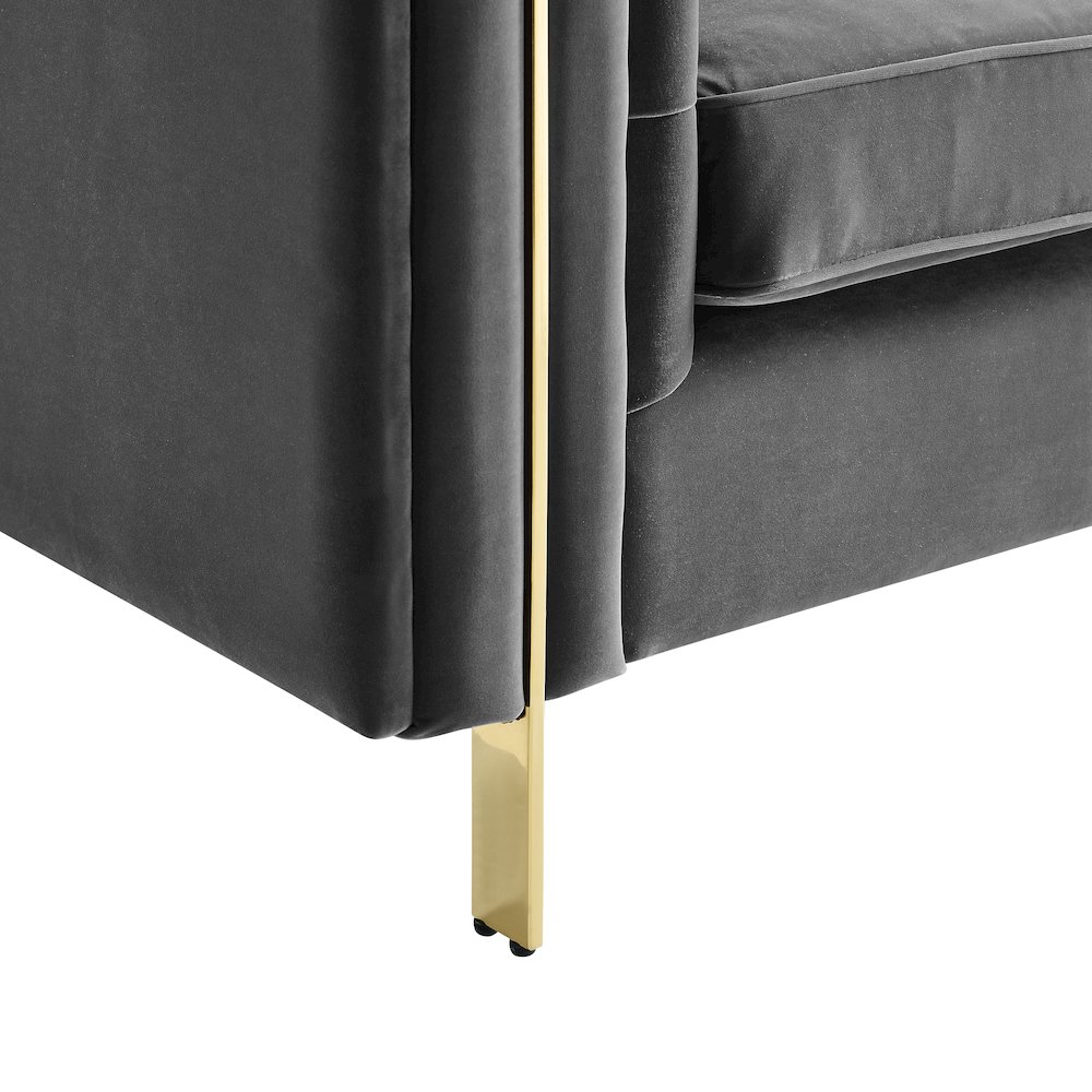 Charlene Gray Velvet Button Tufted Sofa