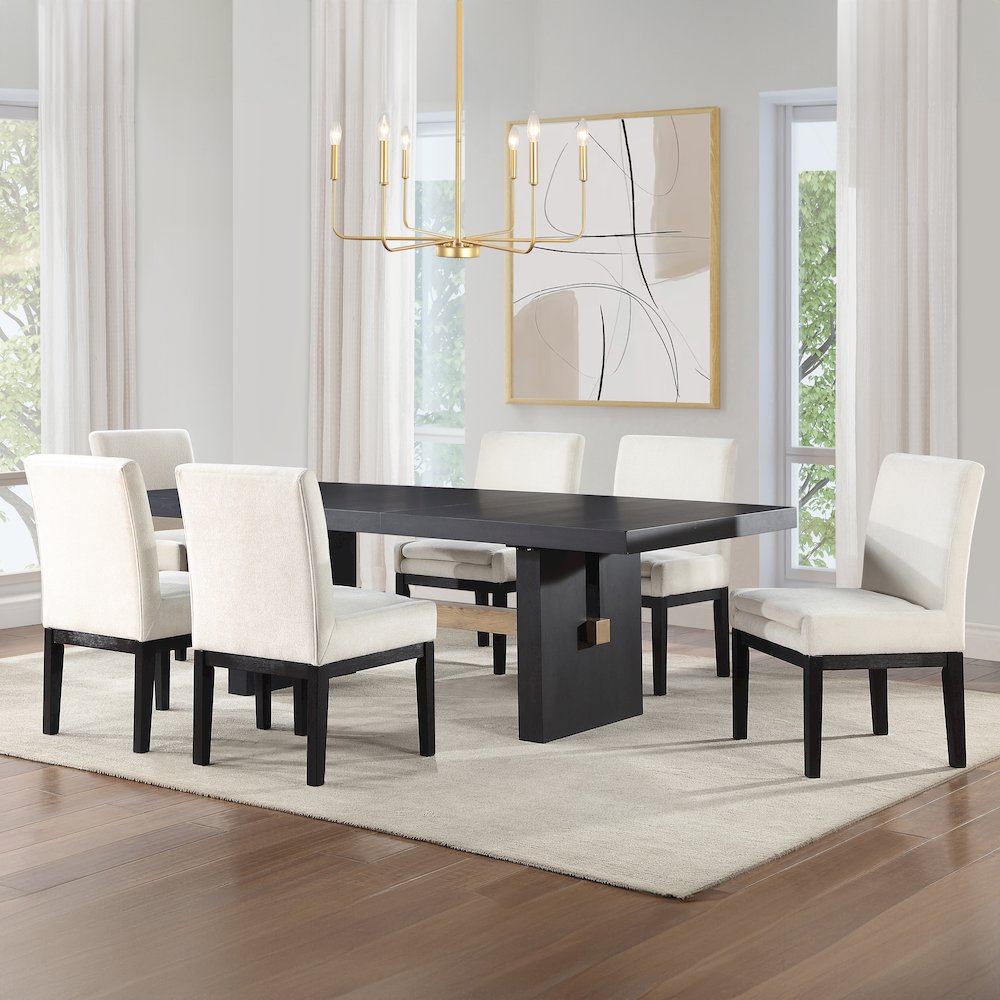 Aubrey 7-Piece Upholstered Parsons Chair Dining Set