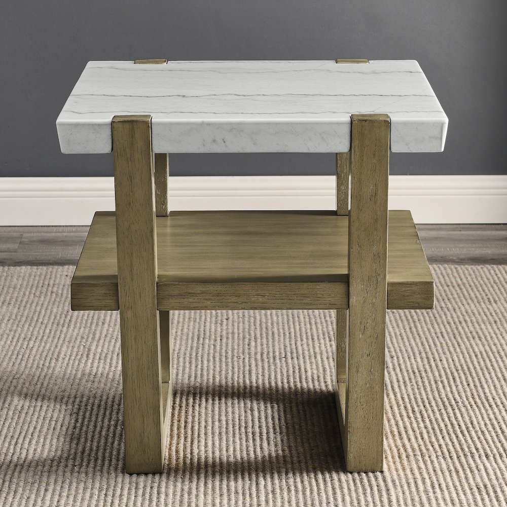 Perth White Marble Top End Table