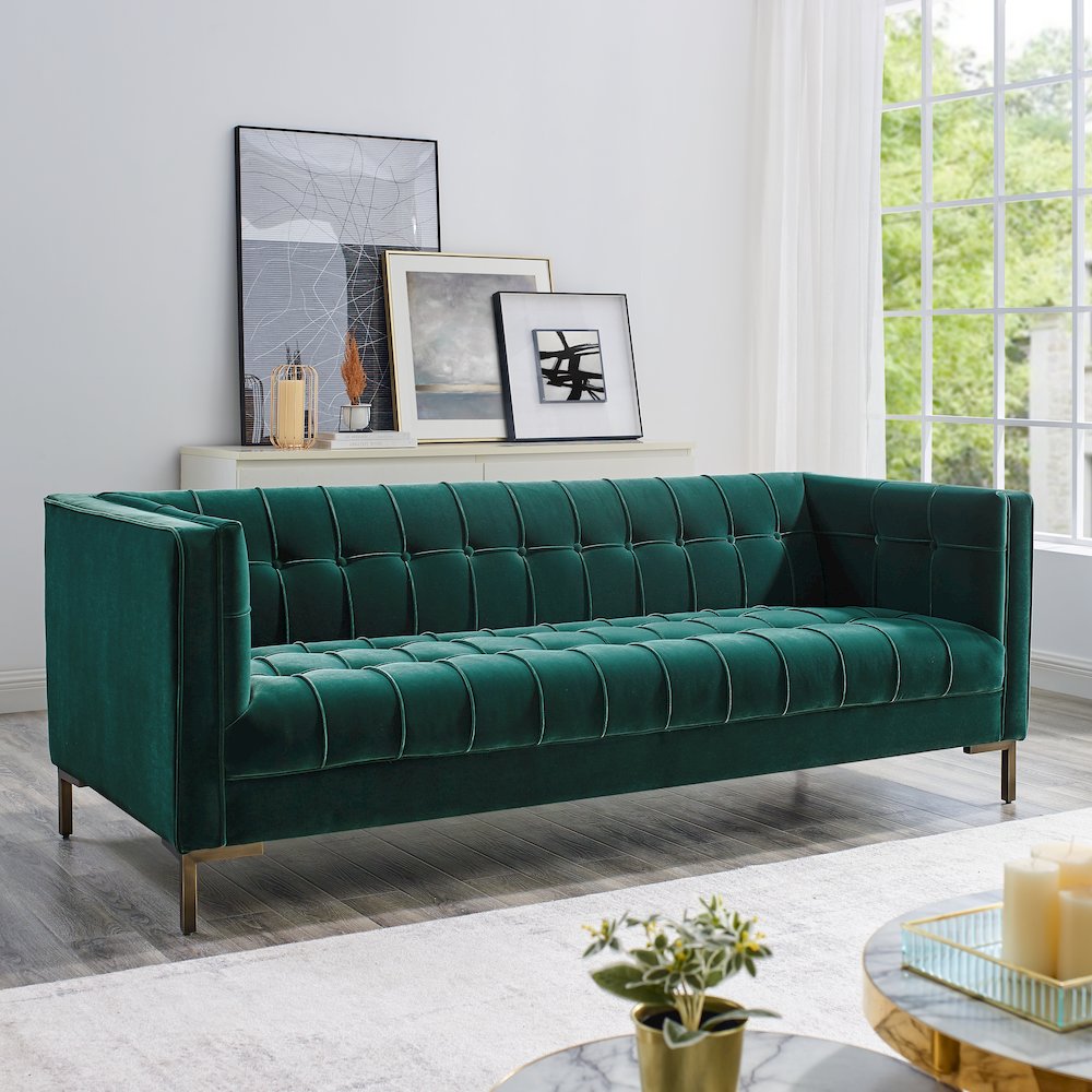 Isaac Green Sofa and Loveseat