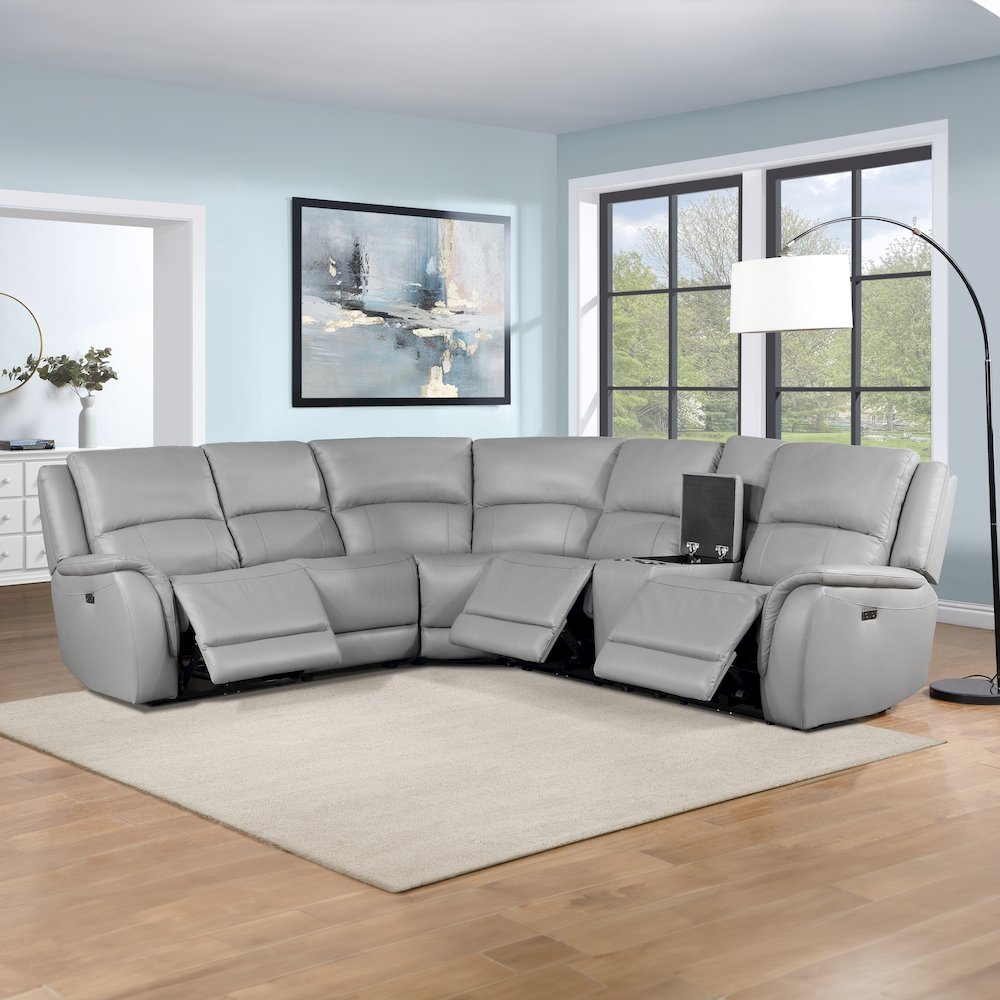 Alexandria 6-Piece Dual-Power Leather Reclining Sectional