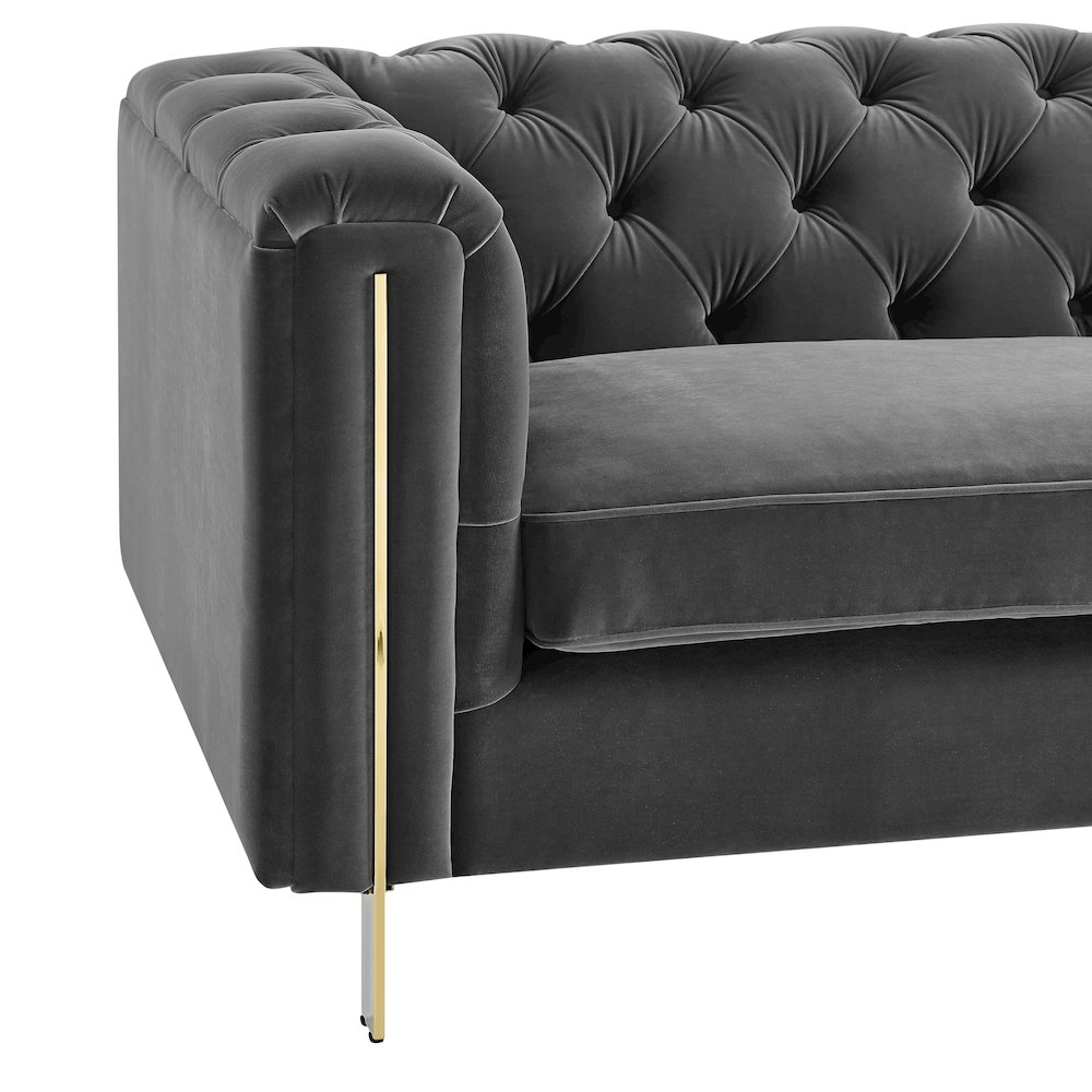Charlene Gray Velvet Button Tufted Sofa