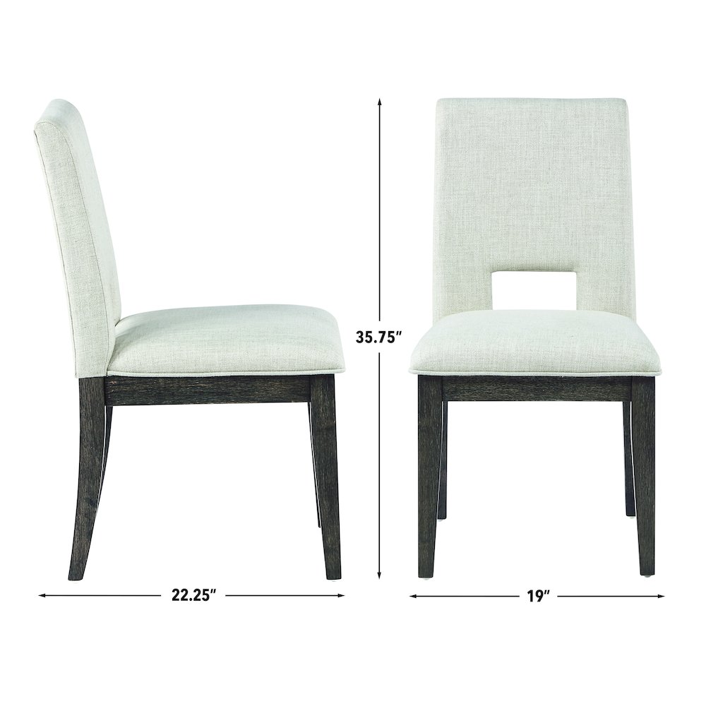 Evan 7-Piece 78-96-inch Table Set with White Linen-Look Chairs