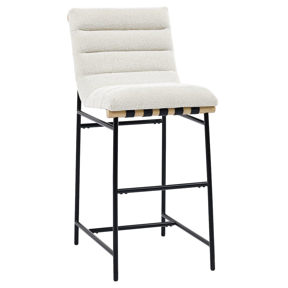 Nicco Eggshell Polyester 30″ Bar Stool with Black Iron Base