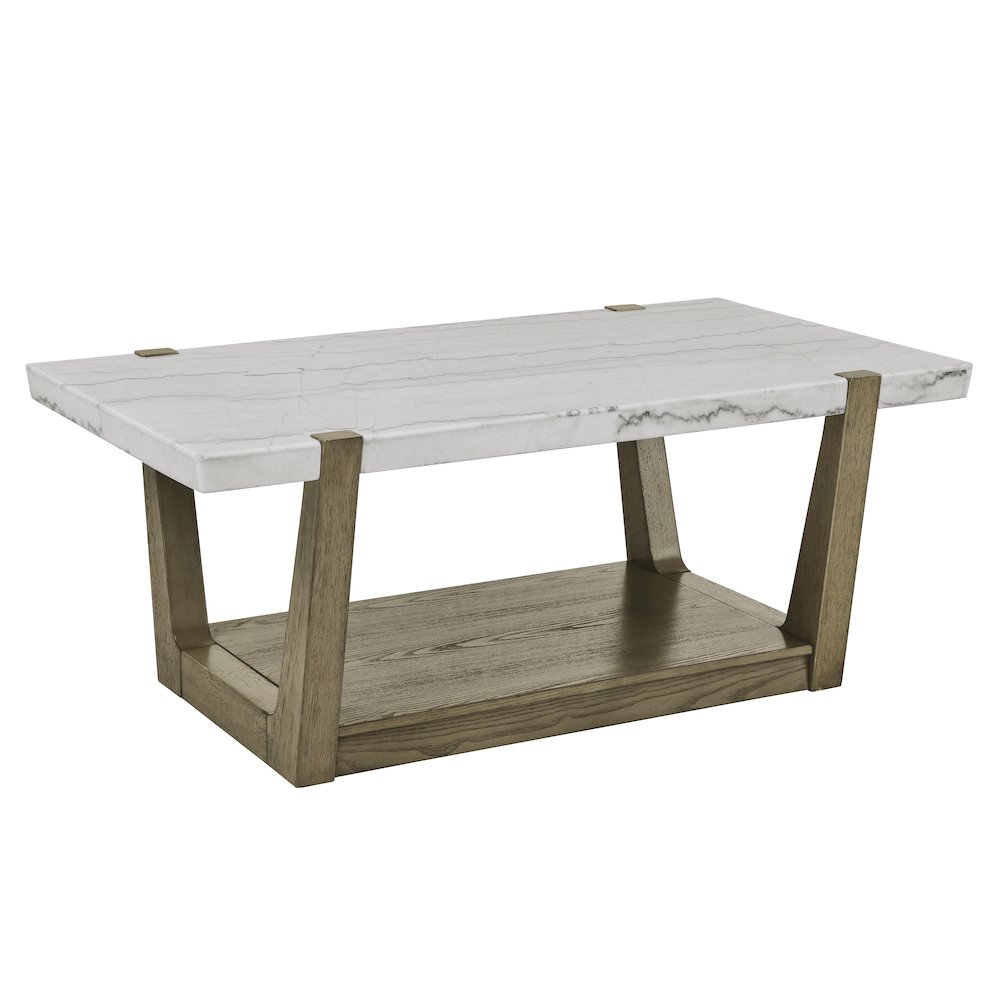 Perth White Marble 3-Piece Table Set (Cocktail