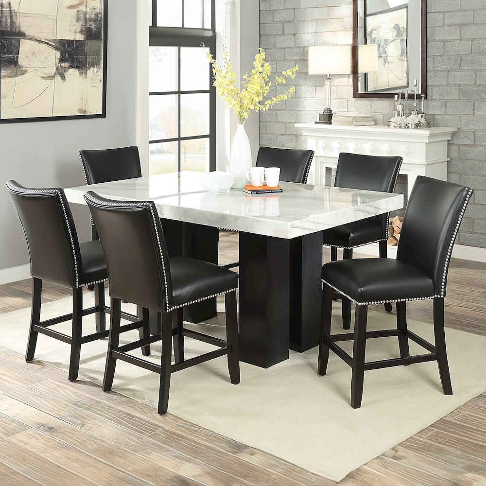 Camila 9PC Square Counter Set Black Chair