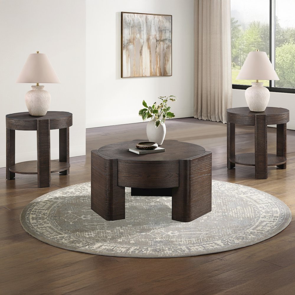 Salina Espresso Round End Table