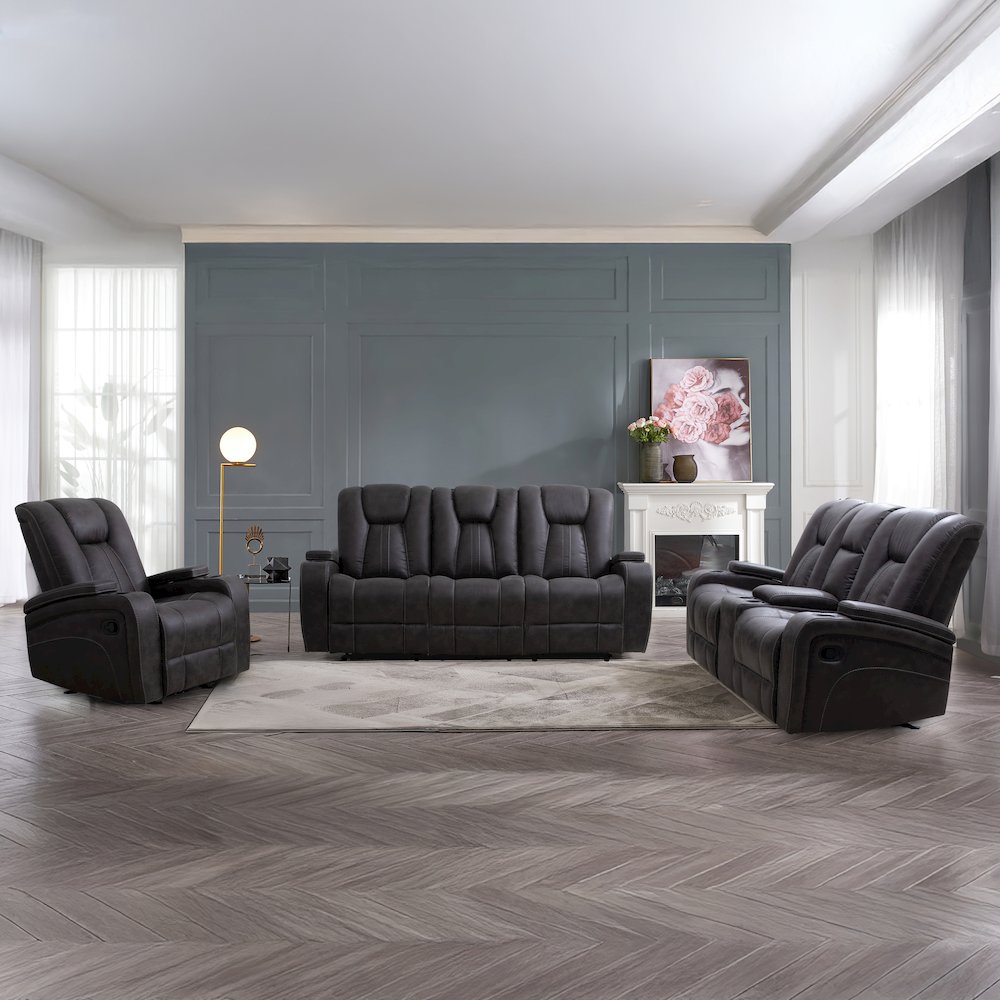Marlow Charcoal Manual Recliner Sofa