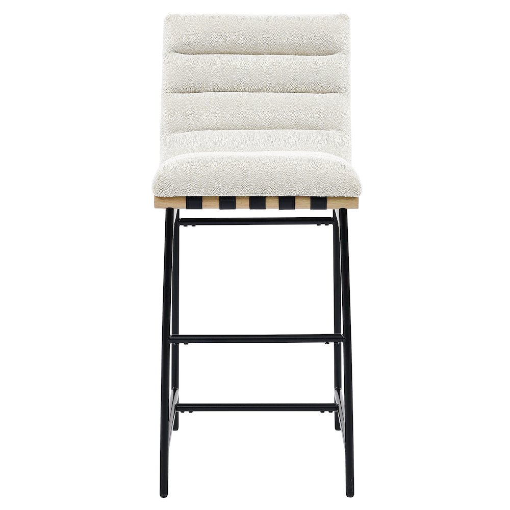 Nicco Eggshell Polyester 30″ Bar Stool with Black Iron Base