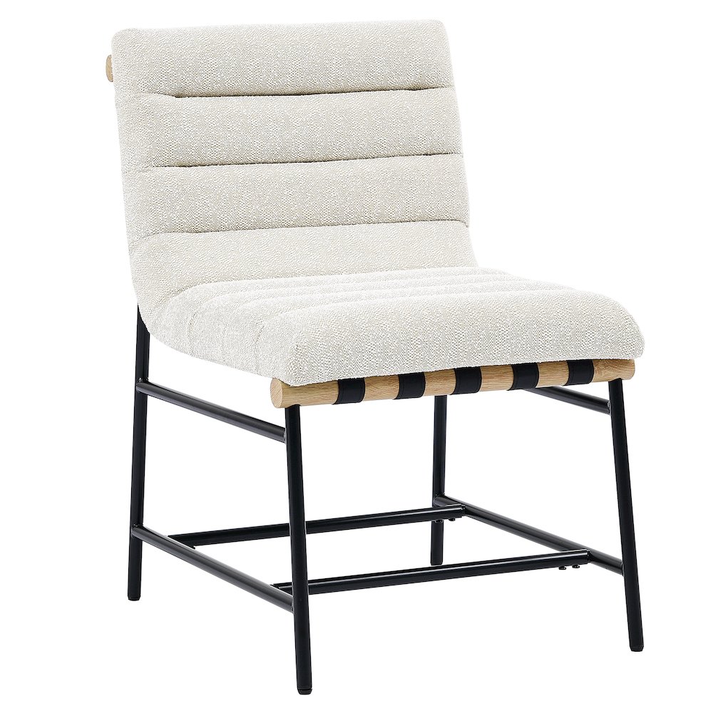 Nicco Eggshell Polyester Side Chair with Black Iron Base