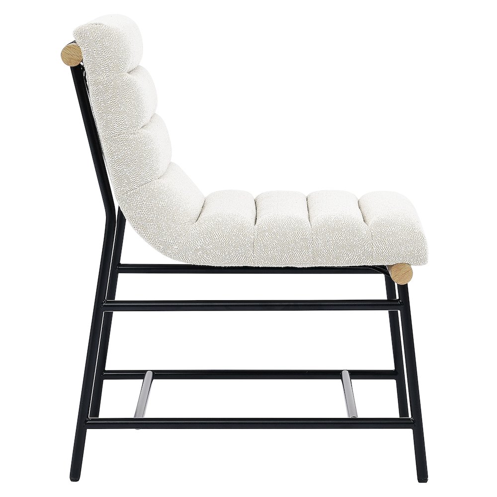 Nicco Eggshell Polyester Side Chair with Black Iron Base