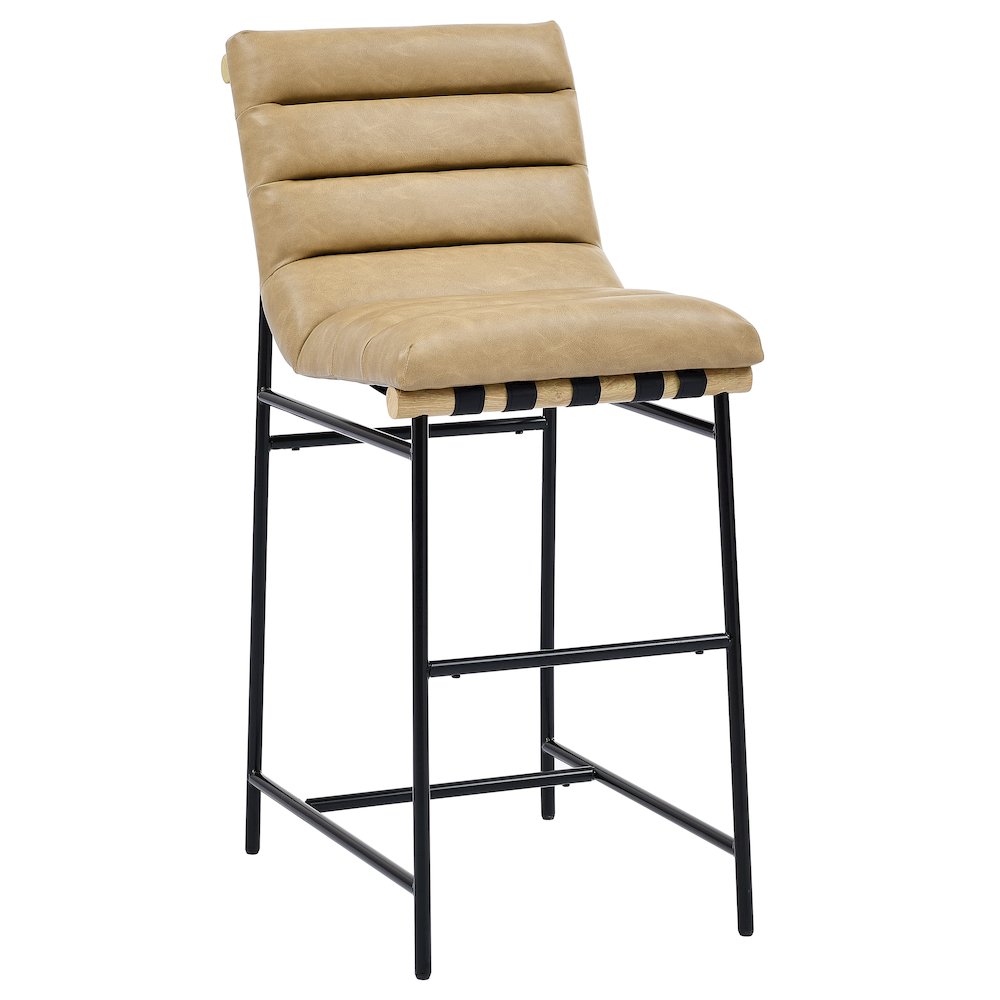 Nicco Sand Vegan Leather 30″ Bar Stool with Black Iron Base