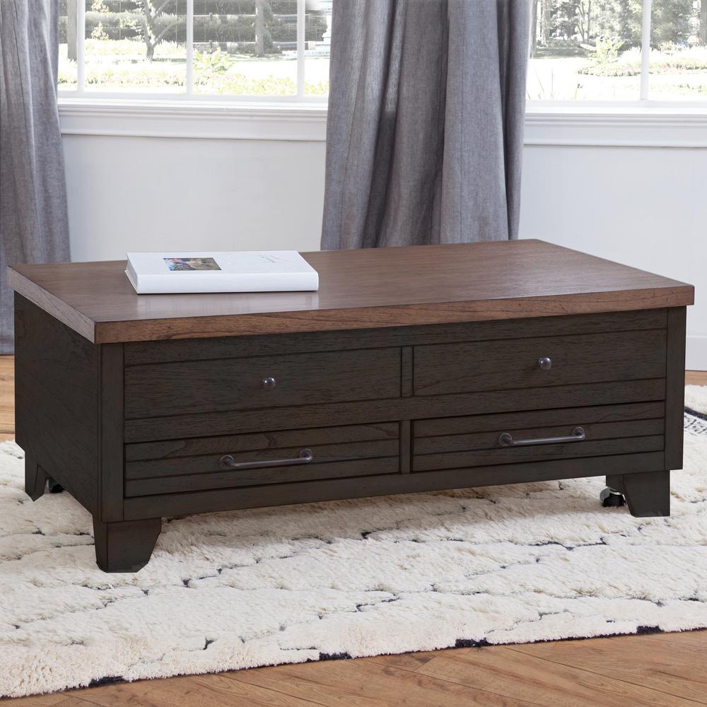 Bear Creek Lift-Top Cocktail Table with Casters