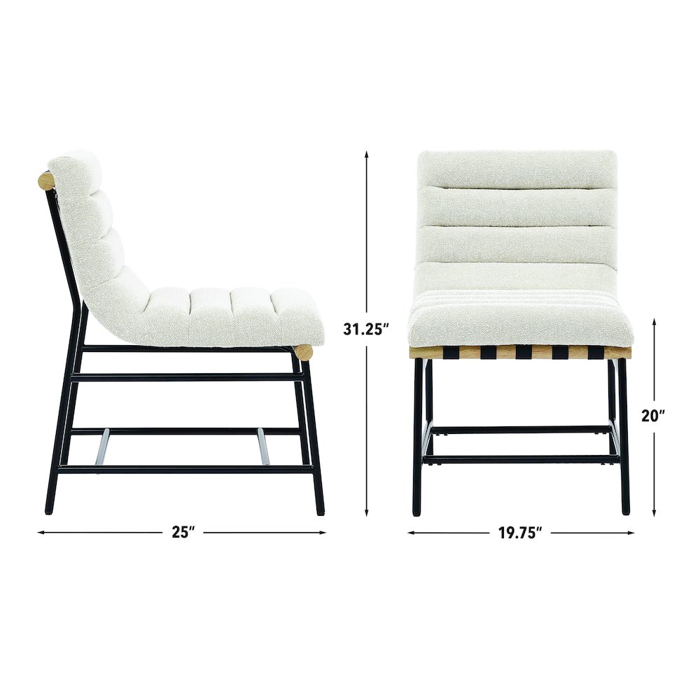 Nicco Eggshell Polyester Side Chair with Black Iron Base