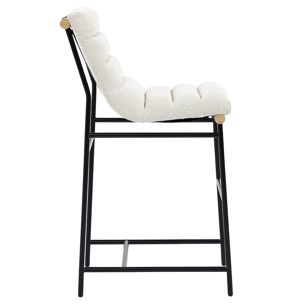 Nicco Eggshell Polyester 30″ Bar Stool with Black Iron Base