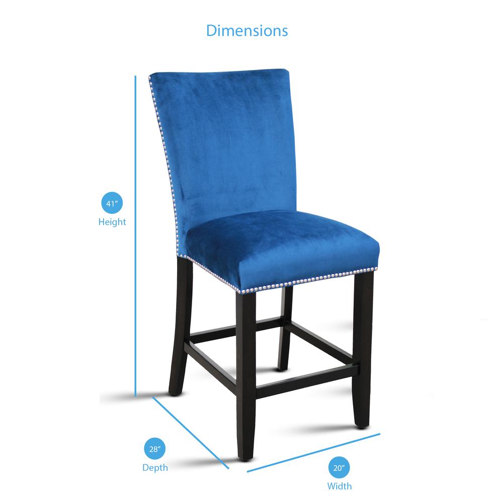 Camila Blue Velvet Counter Chair – set of 2