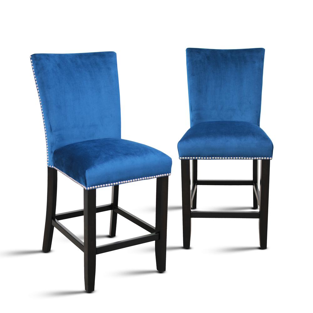 Camila Blue Velvet Counter Chair – set of 2