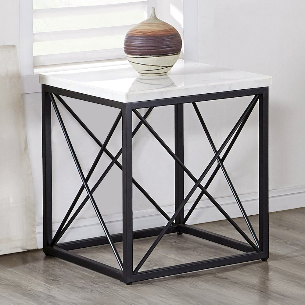 Skyler White Marble Top Square