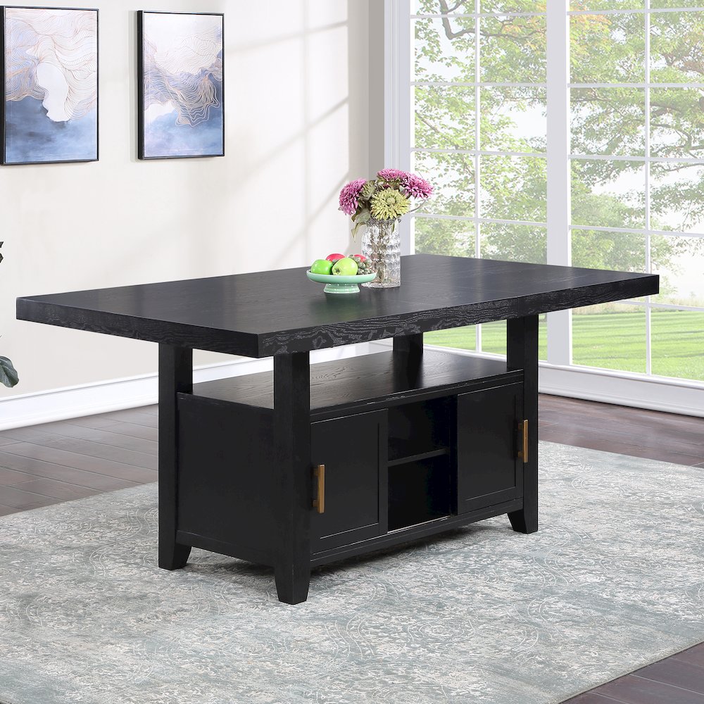 Yves Black Counter Table with Storage