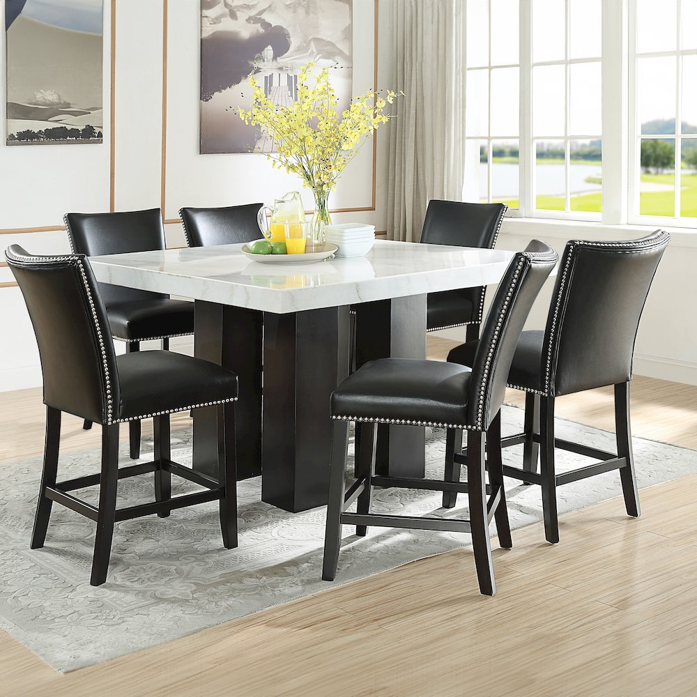 Camila Square 7PC Counter Set Black Chair