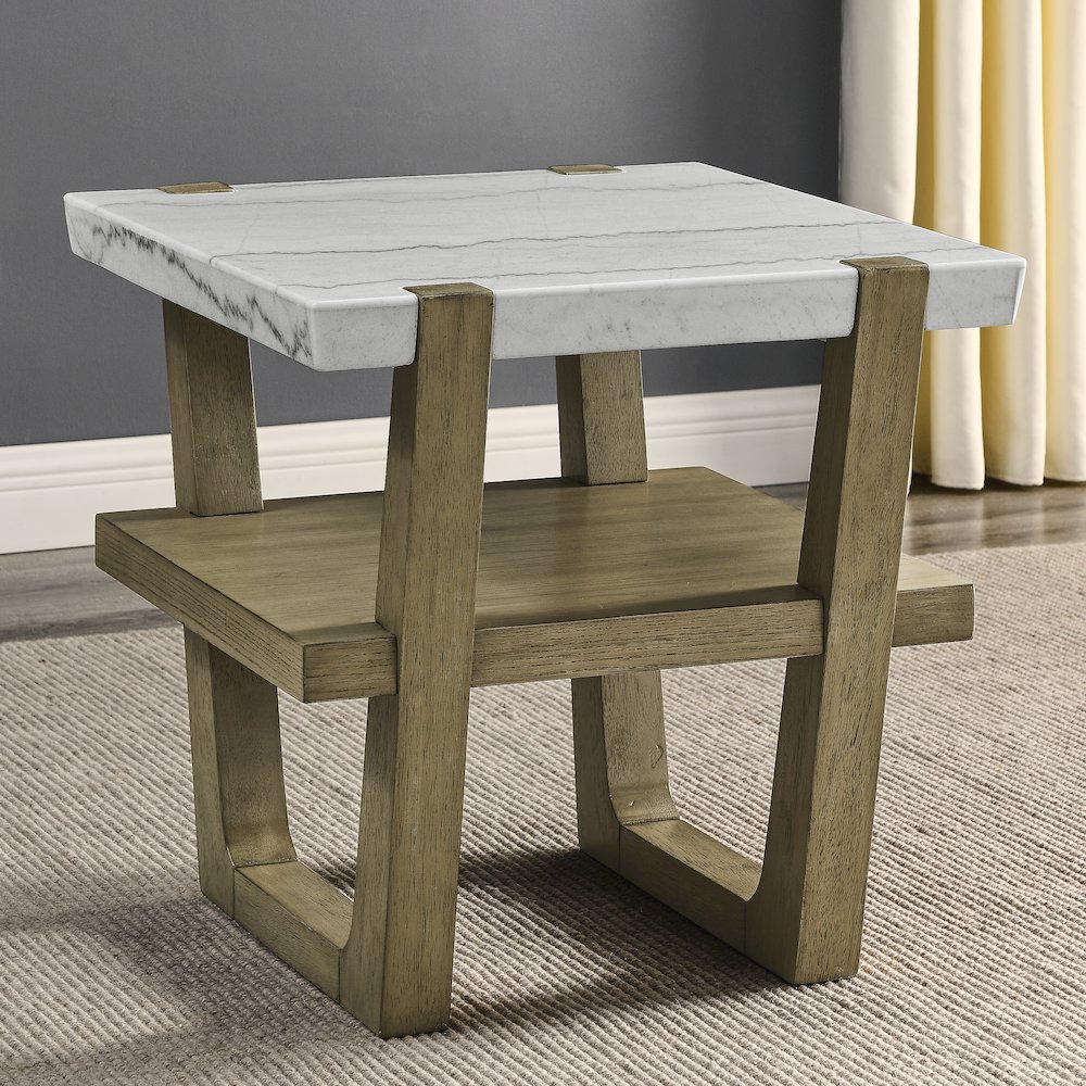 Perth White Marble Top End Table