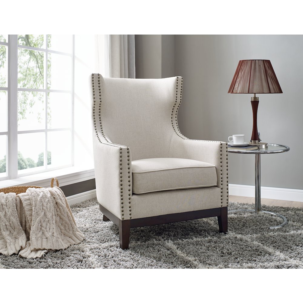 Roswell Linen Accent Chair – Beige