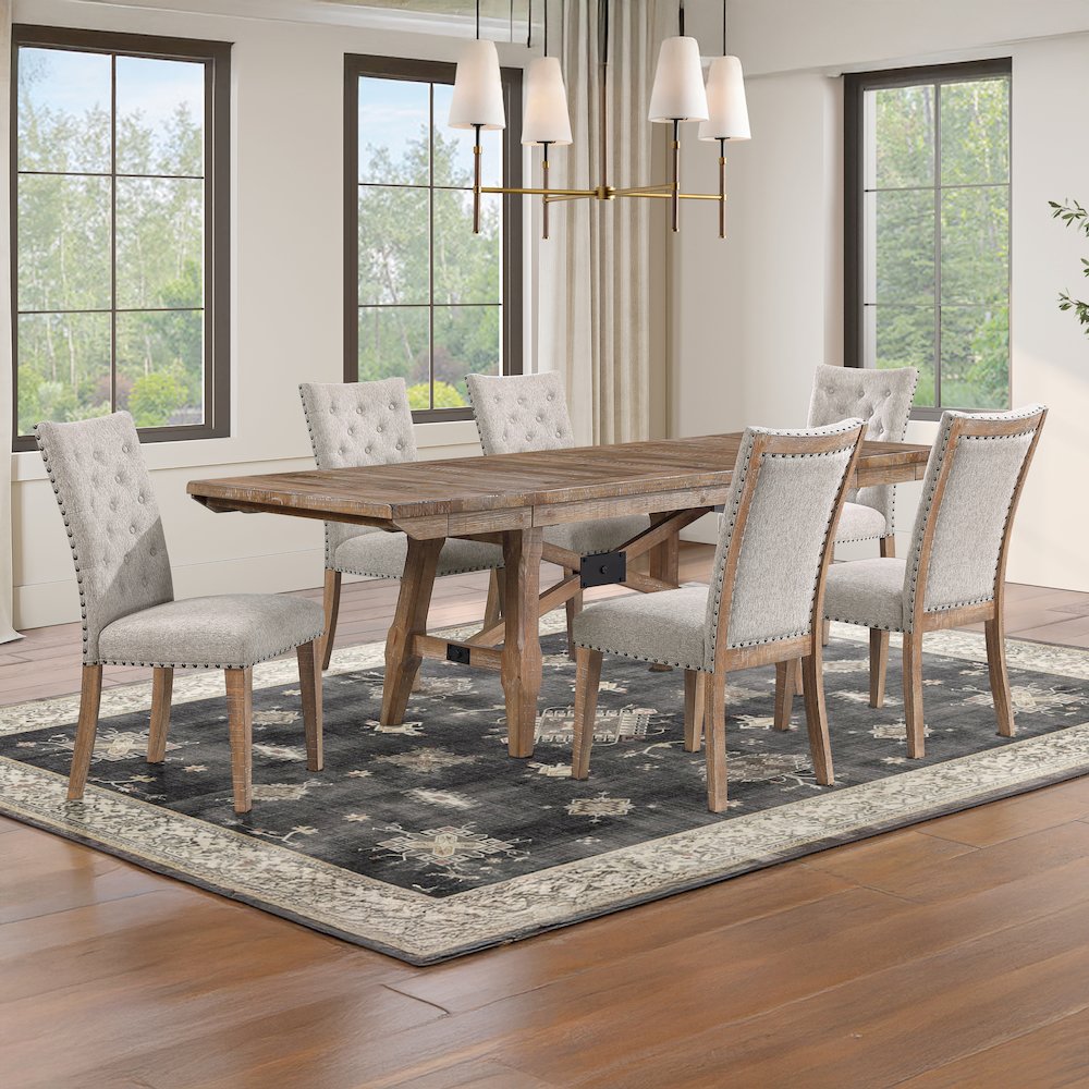 Riverdale Trestle Table w/ 6 Uph Chairs