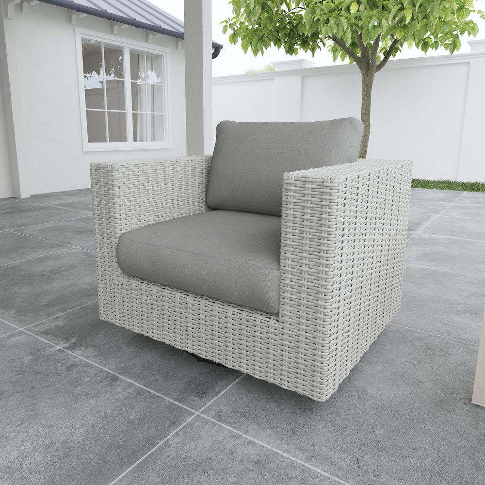 Blakley Outdoor Swilvel Chair with Half Round Wicker