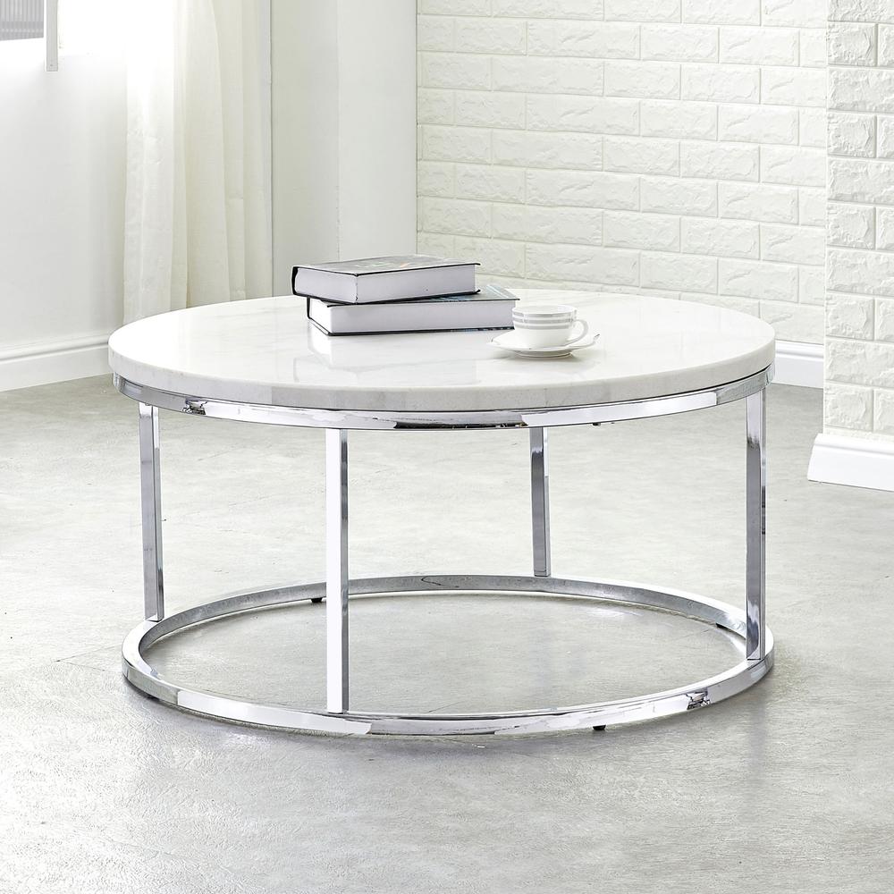 Echo White Marble Top Round