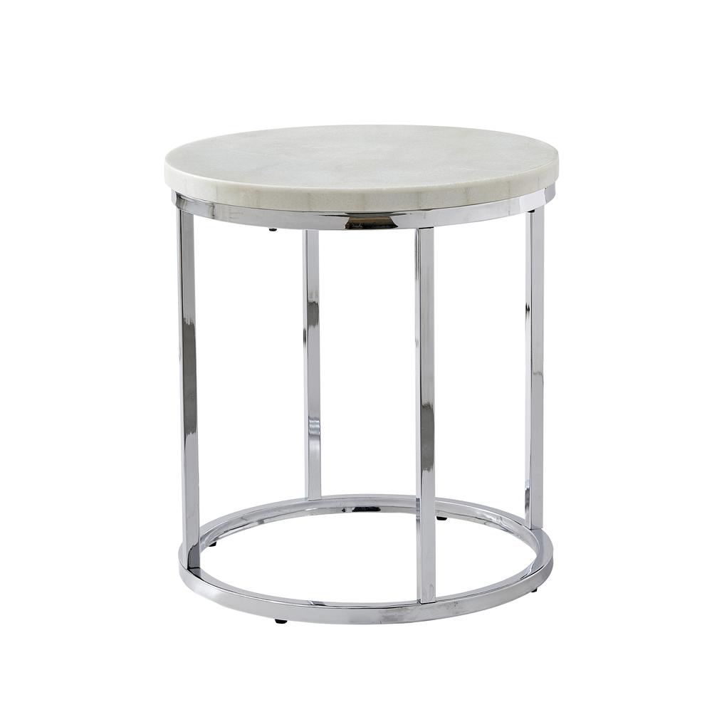 Echo White Marble Top Round End