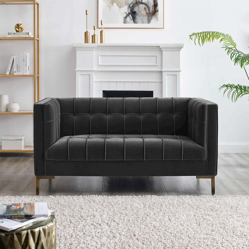 Isaac Gray Velvet Loveseat