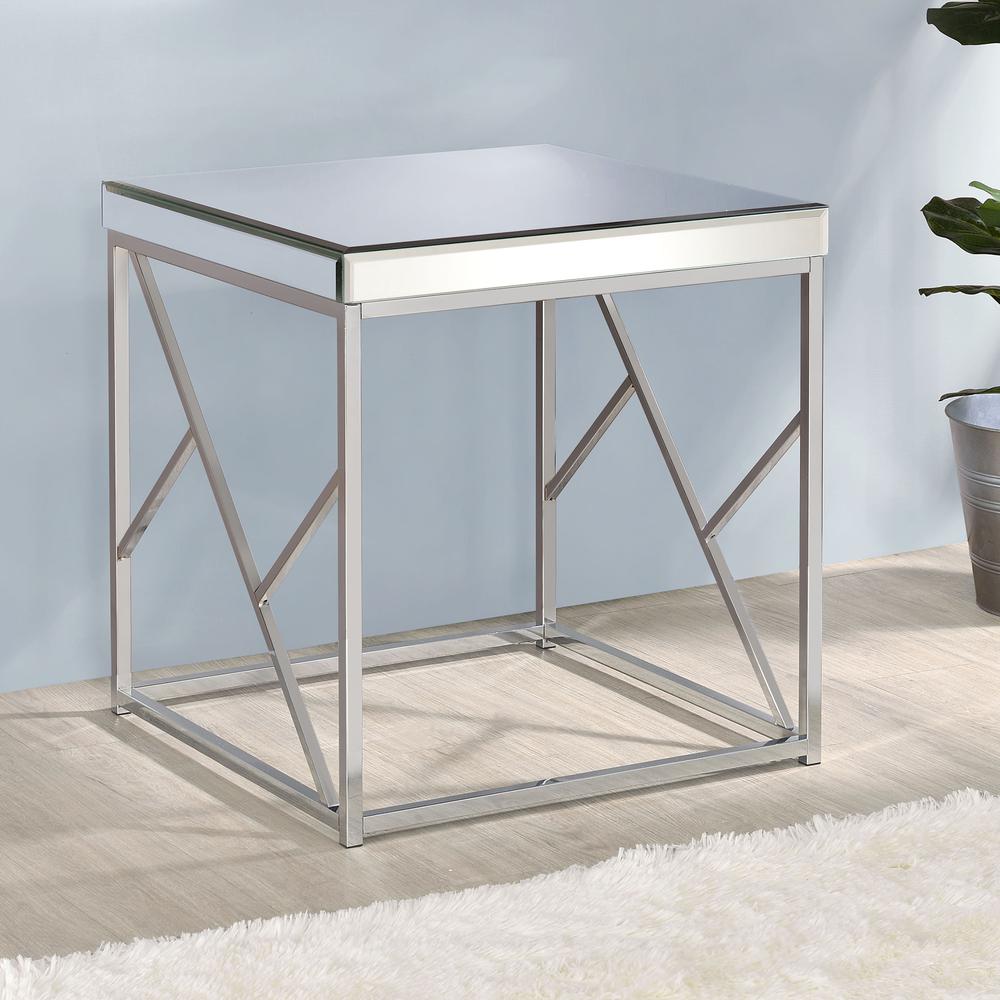 Evelyn Mirror Top End Table – Chrome