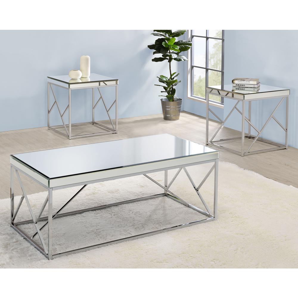 Evelyn Mirror Top End Table – Chrome