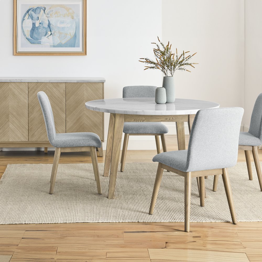 Vida 48″ Round White Marble Dining Table