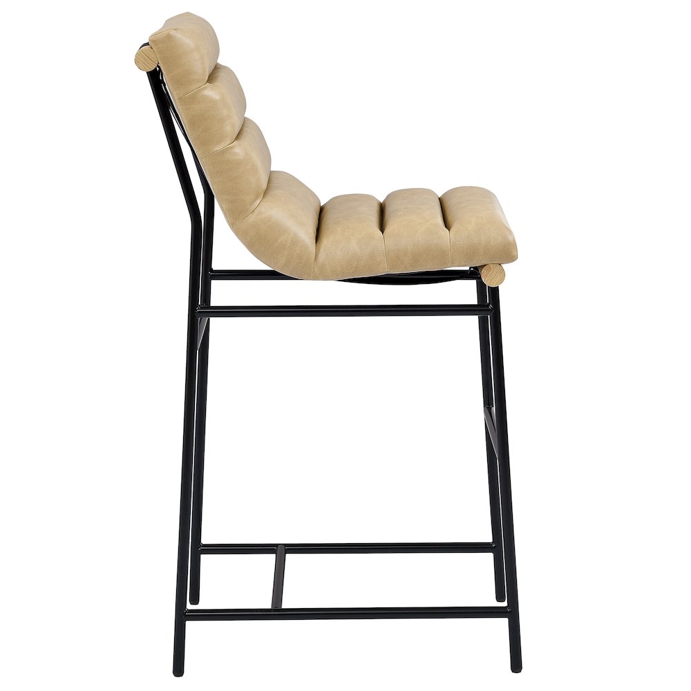 Nicco Sand Vegan Leather 30″ Bar Stool with Black Iron Base