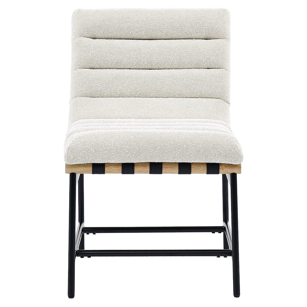 Nicco Eggshell Polyester Side Chair with Black Iron Base