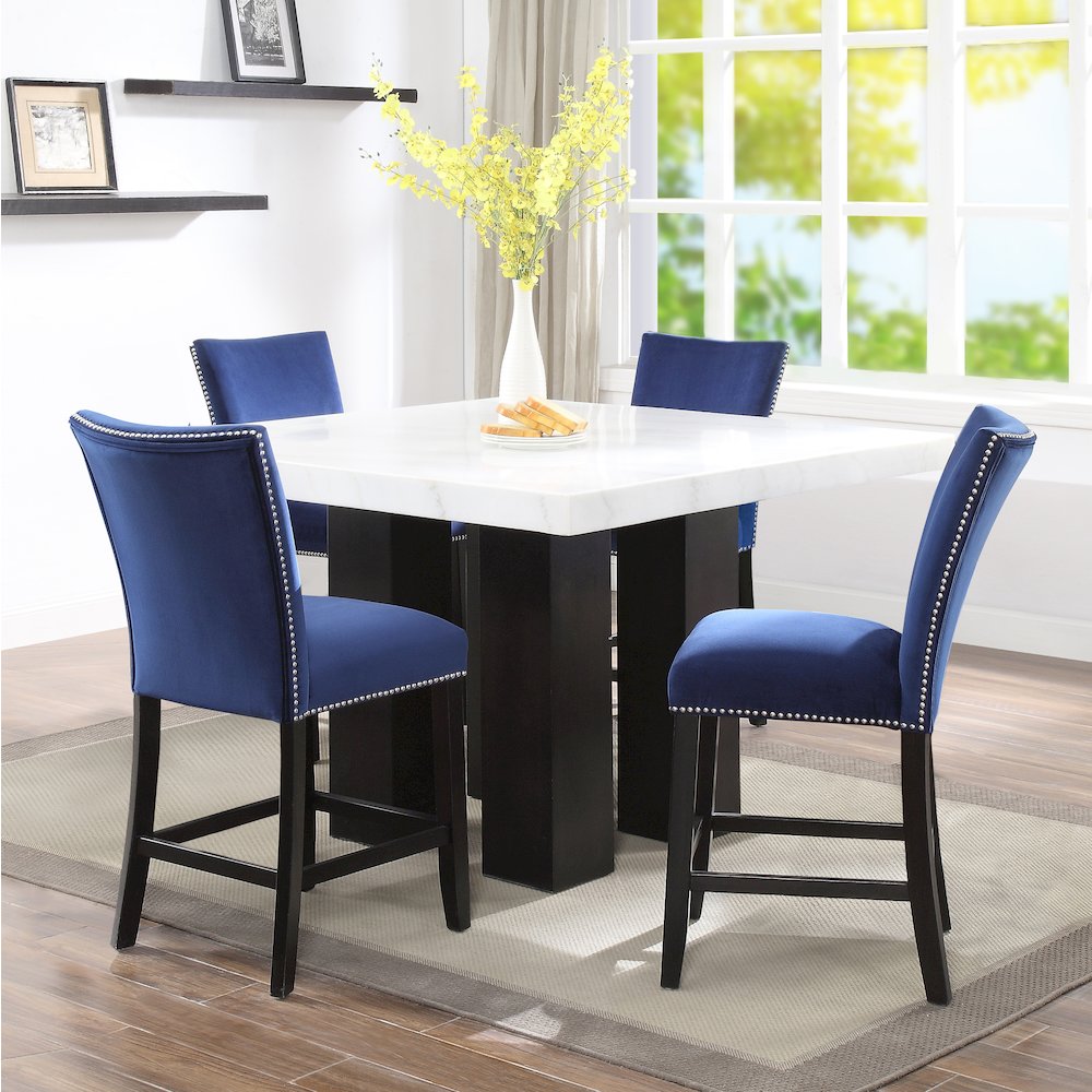 Camila Square 5PC Counter Set Blue Chair