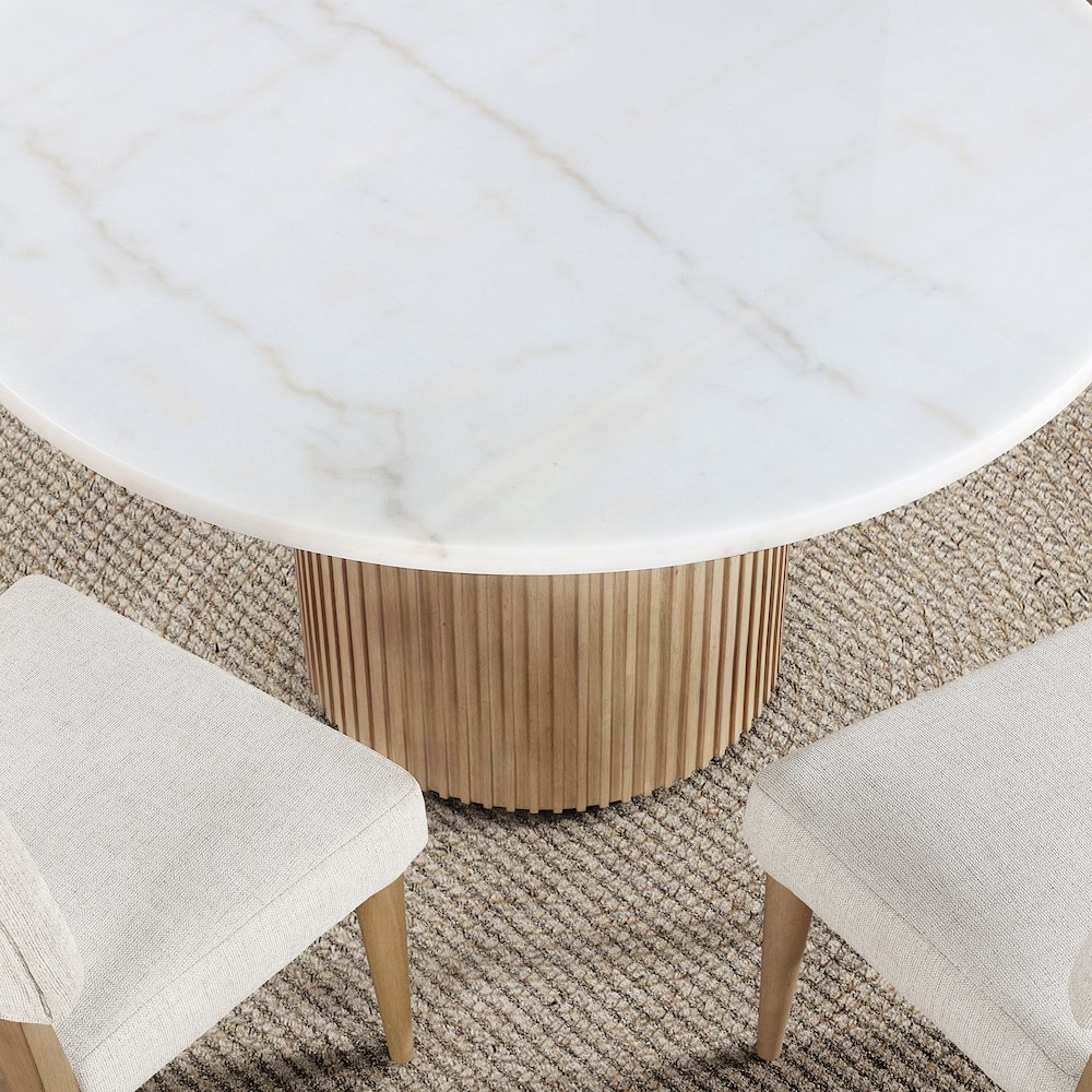Colvin 52-inch Round White Marble Table