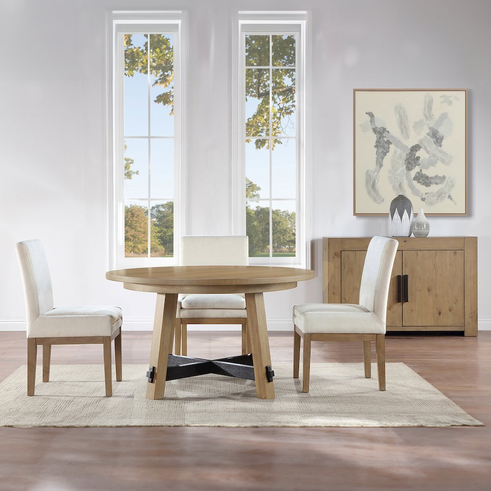 Aubrey 5-Piece 54″ Dining Table Set with 4 Upholstered Parsons Chairs