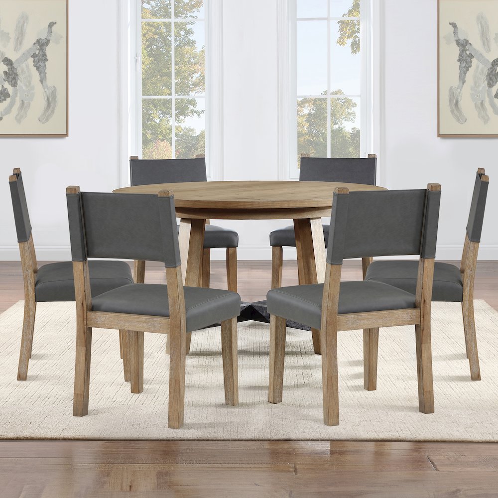 Aubrey Brown 7pc Round Dining Set