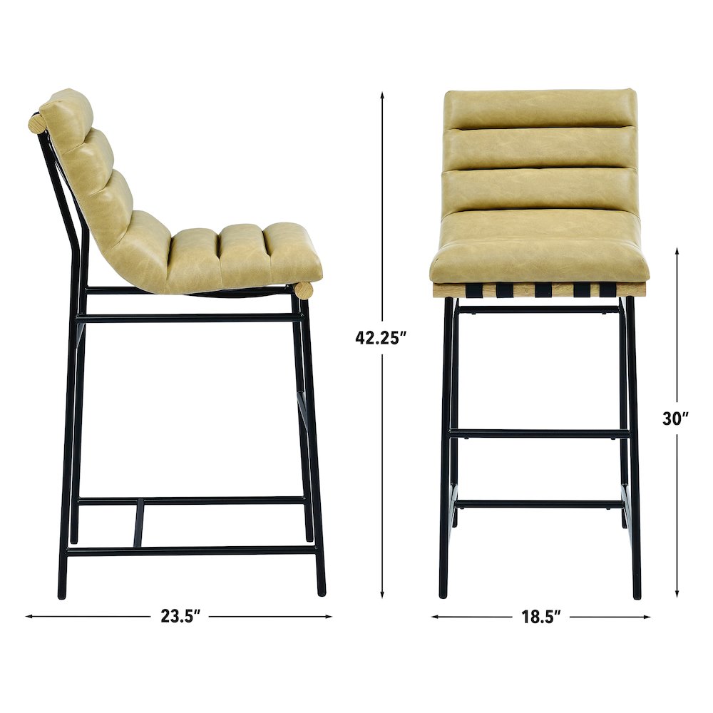 Nicco Sand Vegan Leather 30″ Bar Stool with Black Iron Base
