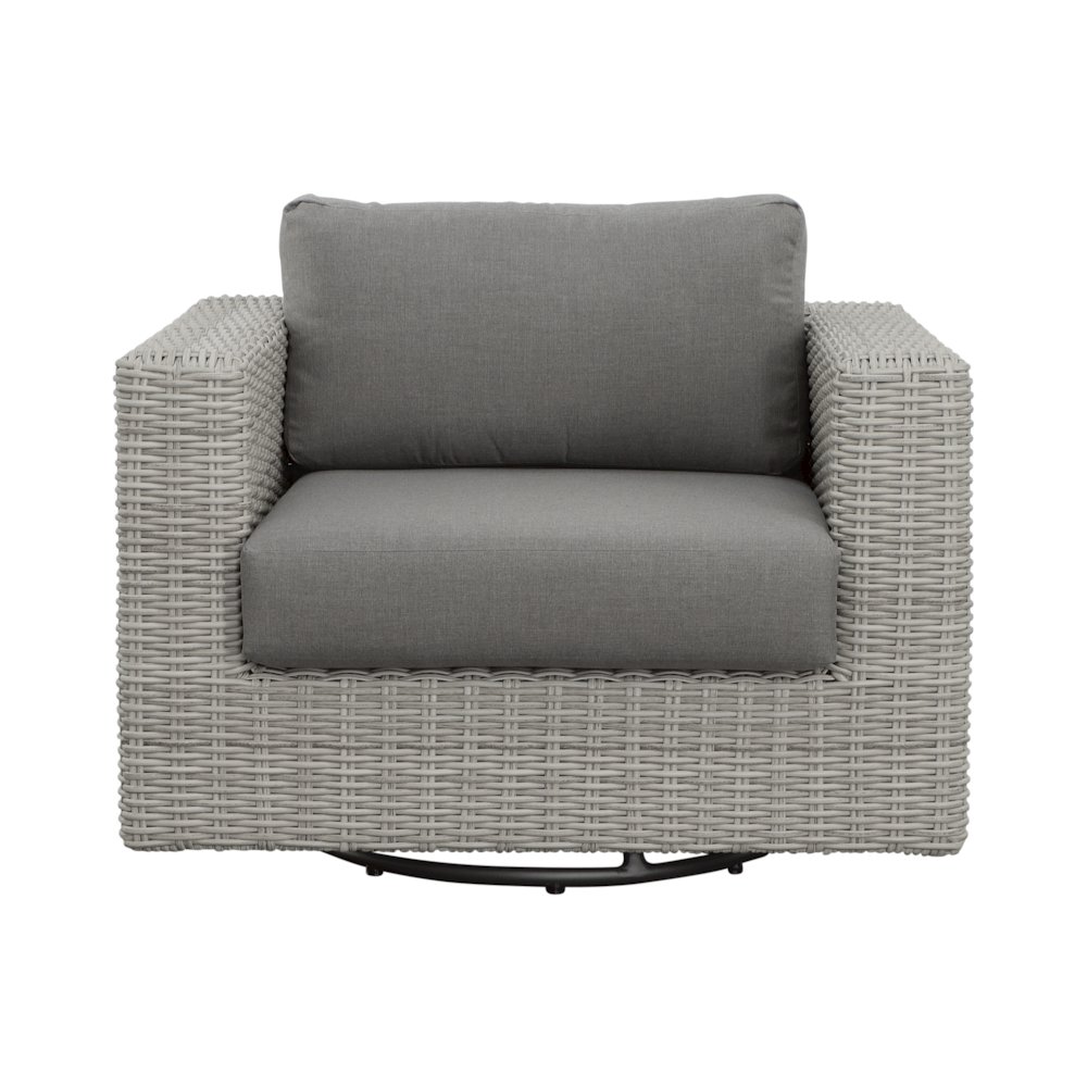 Blakley Outdoor Swilvel Chair with Half Round Wicker