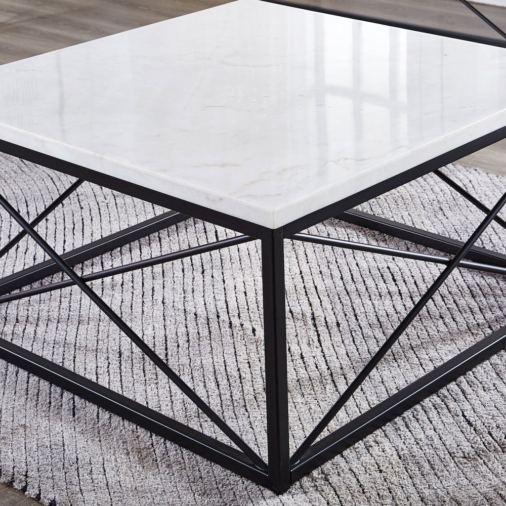 Skyler White Marble Top Square