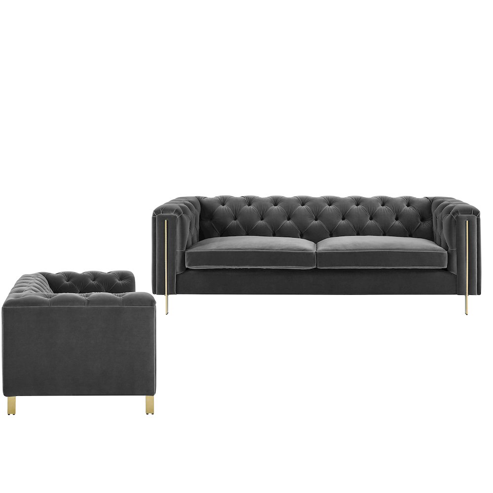 Charlene Gray Velvet Sofa Love