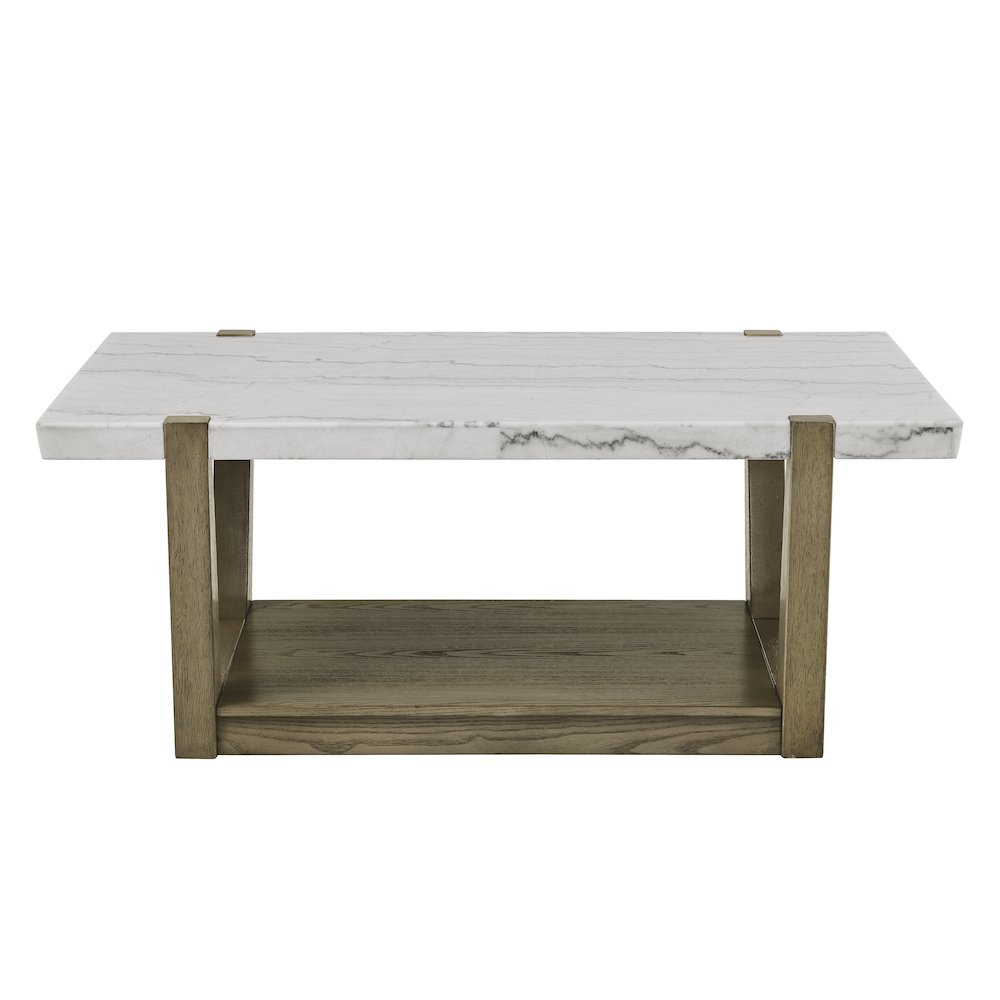 Perth White Marble Cocktail Table with Casters