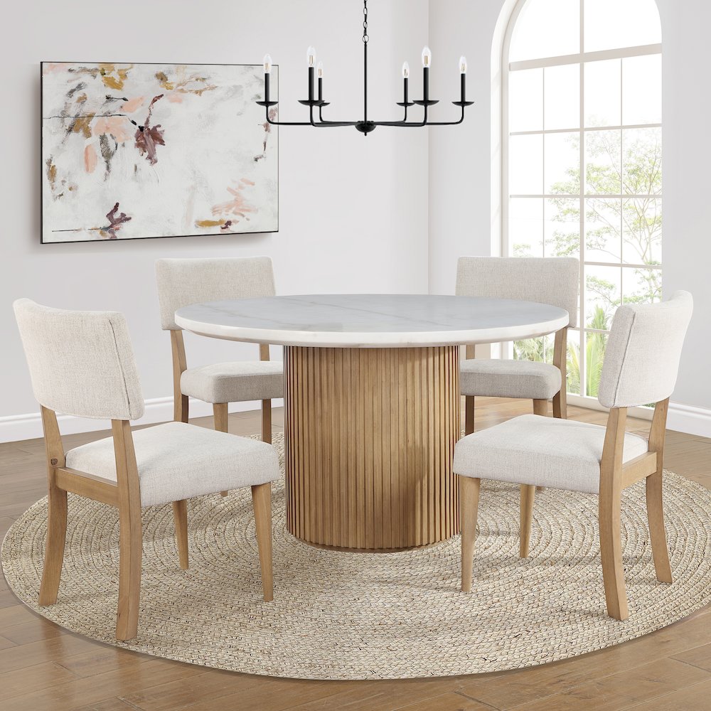 Colvin 52-inch Round White Marble Table