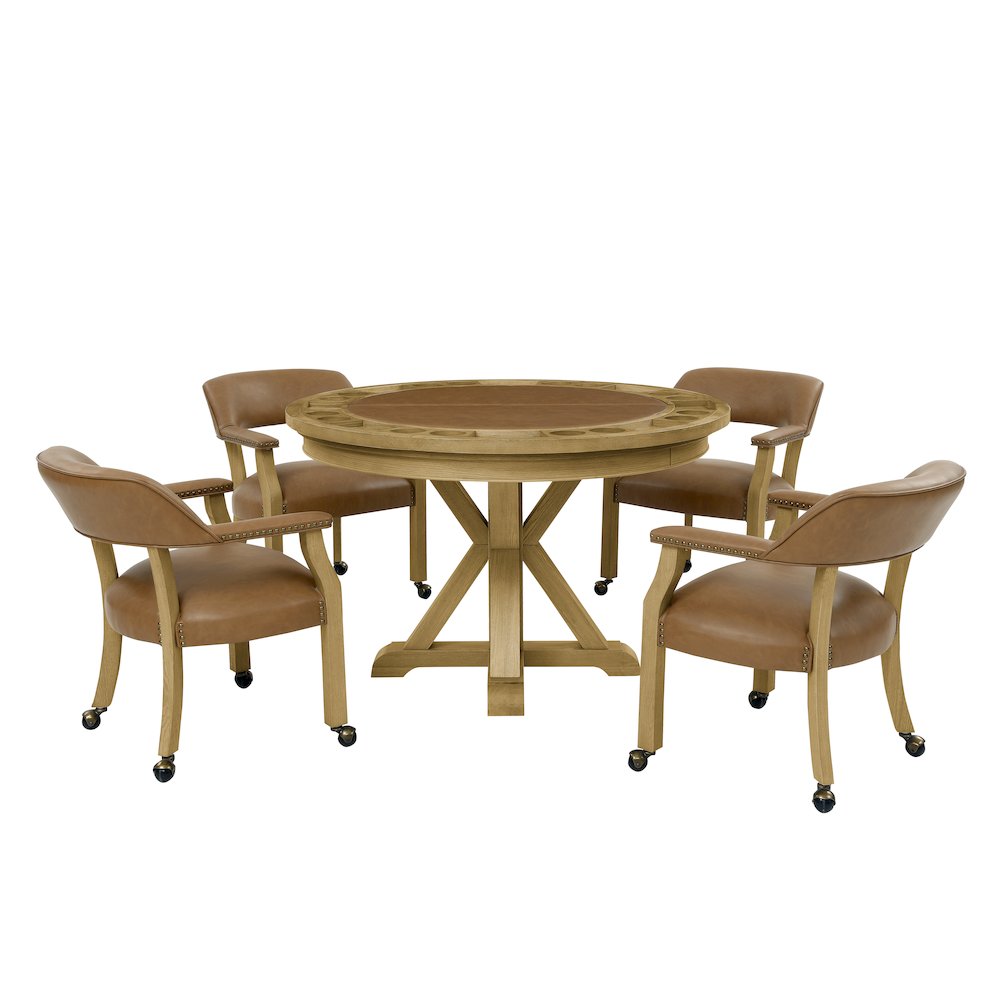 Rylie Dining Table with Game Top & 4 Captains Chairs