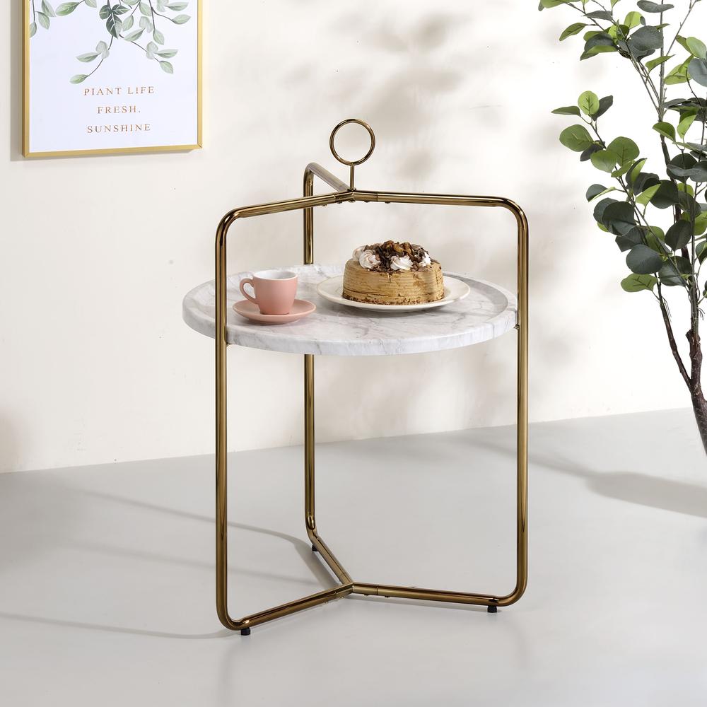 Miro Side Table [White/Gold]